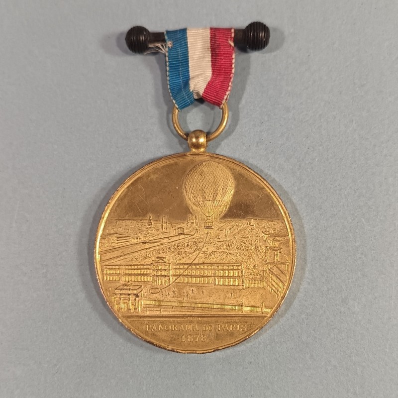 MEDAILLE SOUVENIR DE MON ASCENSION DANS LE GRAND BALLON CAPTIF A VAPEUR DE Mr HENRI GIFFARD 1878 PANORAMA DE PARIS